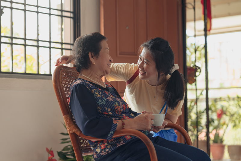 Senior Mother and Daughter Laughing